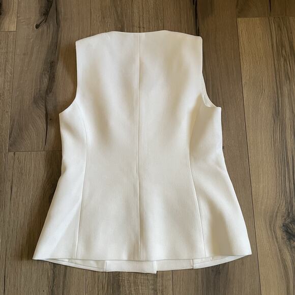 Trina Turk White Juliette Vest Top Size 4 Gold Button Sleeveless Square Neck - Picture 9 of 9